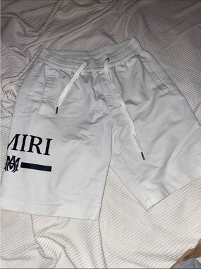 AMIRI White Athletic Drawstring Shorts with Black Logo